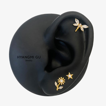 16G Titanium Dragonfly Flat Back Stud