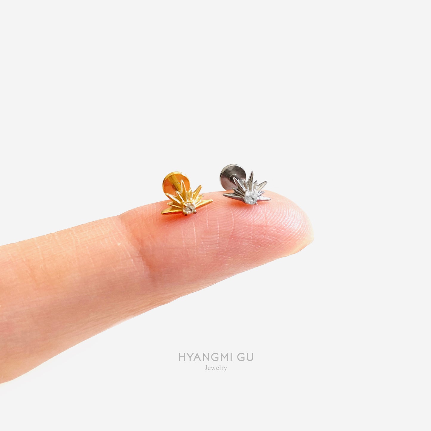 16G Titanium Sunrise Flat Back Stud