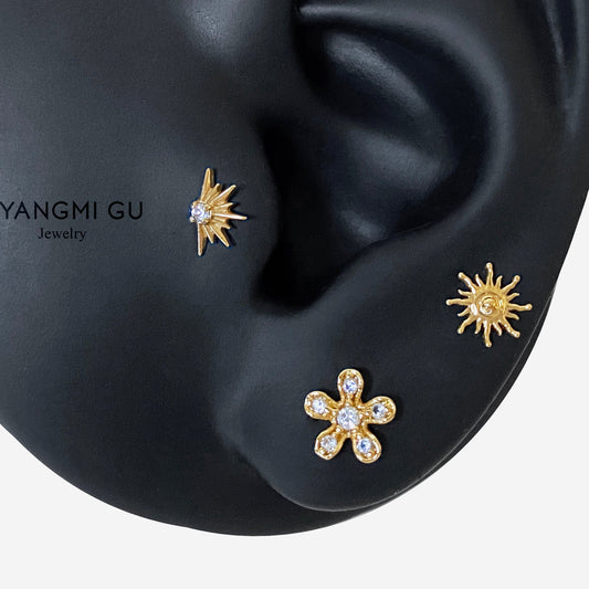 16G Titanium Sunrise Flat Back Stud