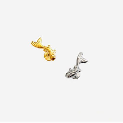 16G Titanium Wave Fish Flat Back Stud