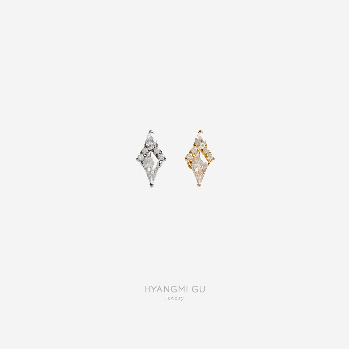 16G Titanium Antique Diamond Flat Back Stud