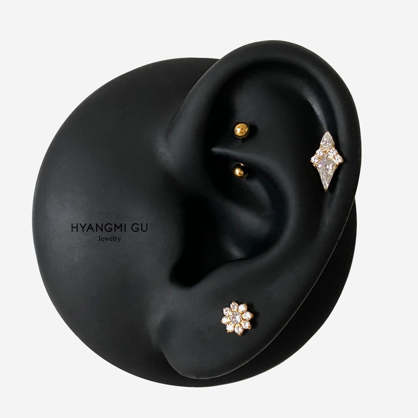 16G Titanium Antique Diamond Flat Back Stud