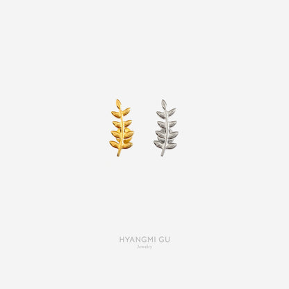 16G Titanium Leaf Flat Back Stud