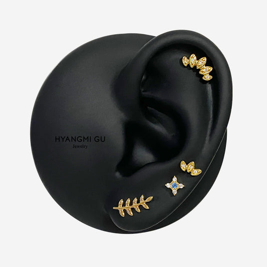 16G Titanium Leaf Flat Back Stud