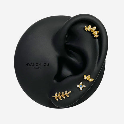 16G Titanium Leaf Flat Back Stud