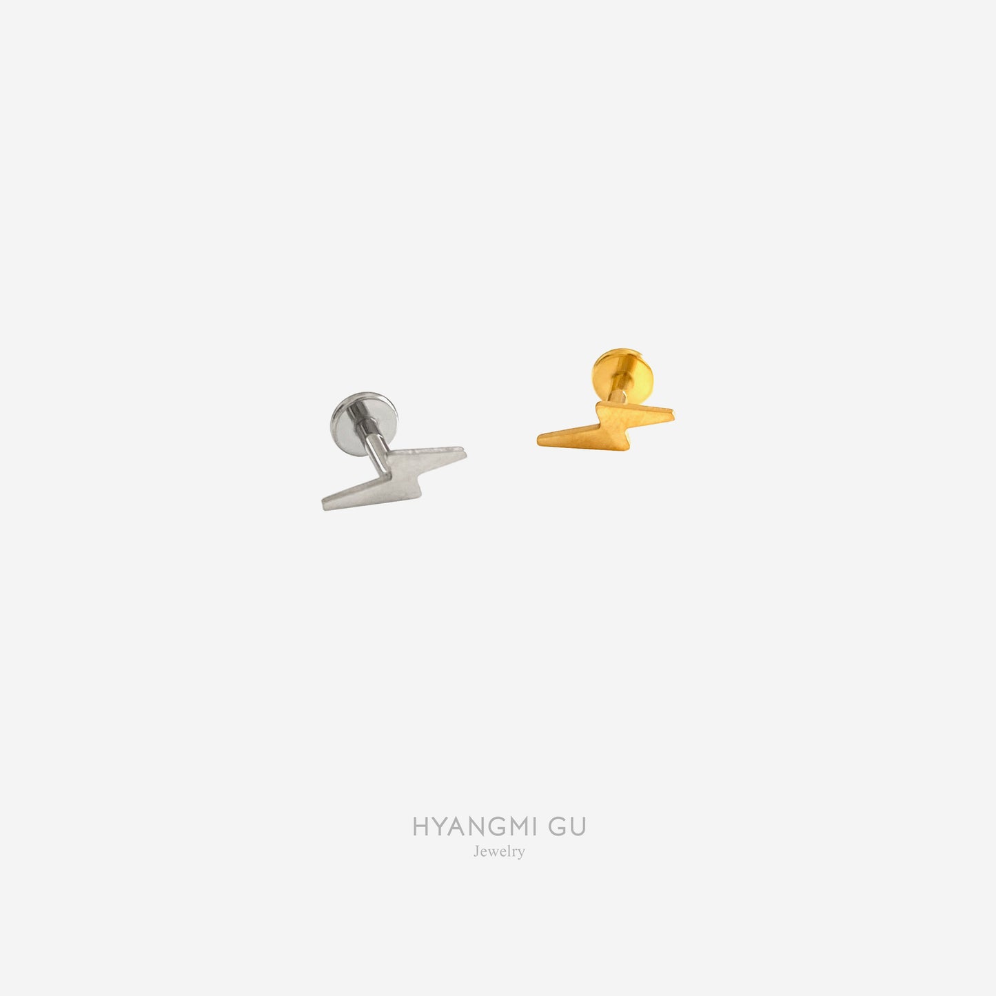 16G Titanium Lightning Flat Back Stud