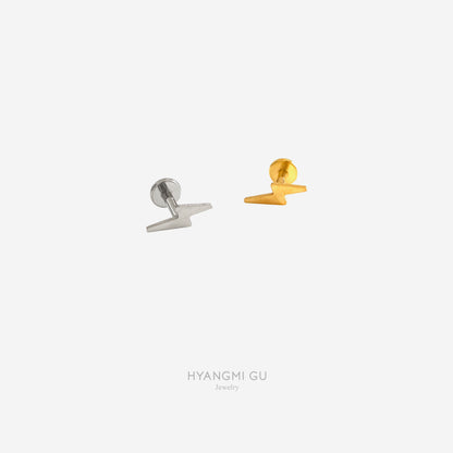 16G Titanium Lightning Flat Back Stud