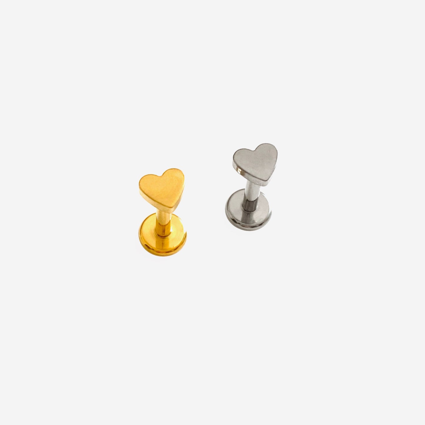 16G Titanium Small Heart Flat Back Stud