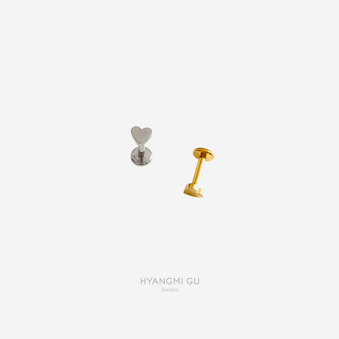 16G Titanium Small Heart Flat Back Stud