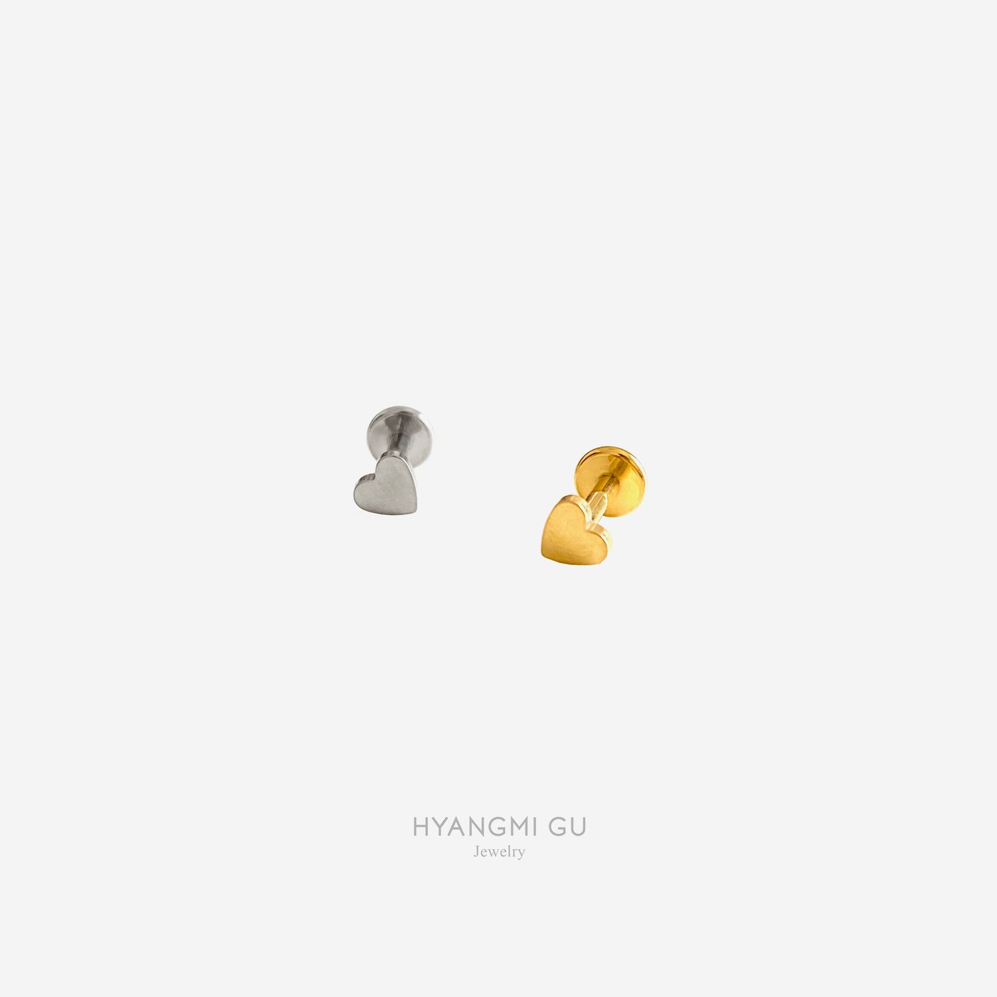 16G Titanium Small Heart Flat Back Stud