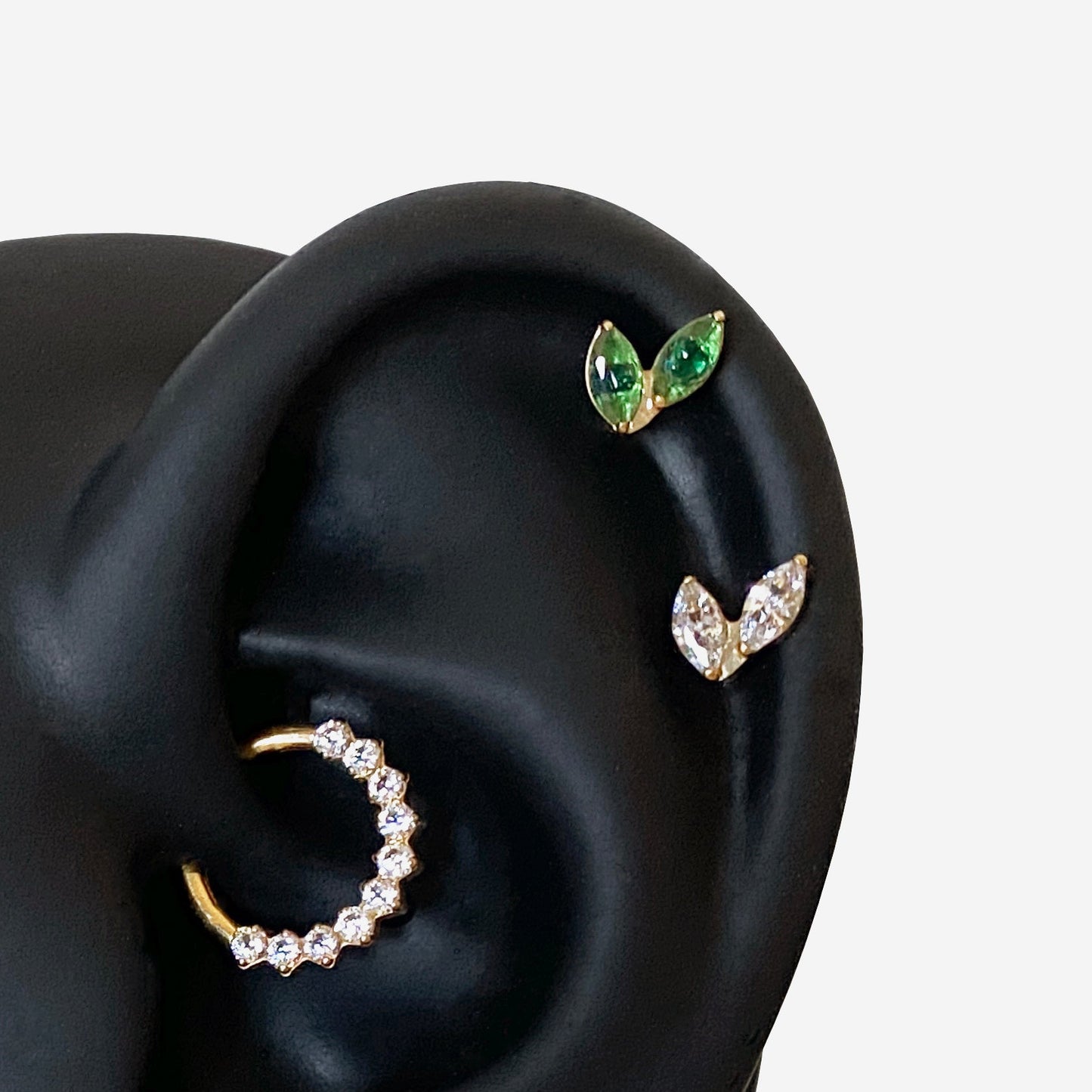 16G Titanium Gold Unbalance Leaf Flat Back Stud