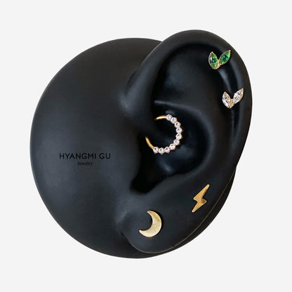 16G Titanium Gold Unbalance Leaf Flat Back Stud