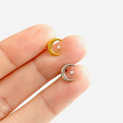 16G Titanium Moon Bridge Flat Back Stud