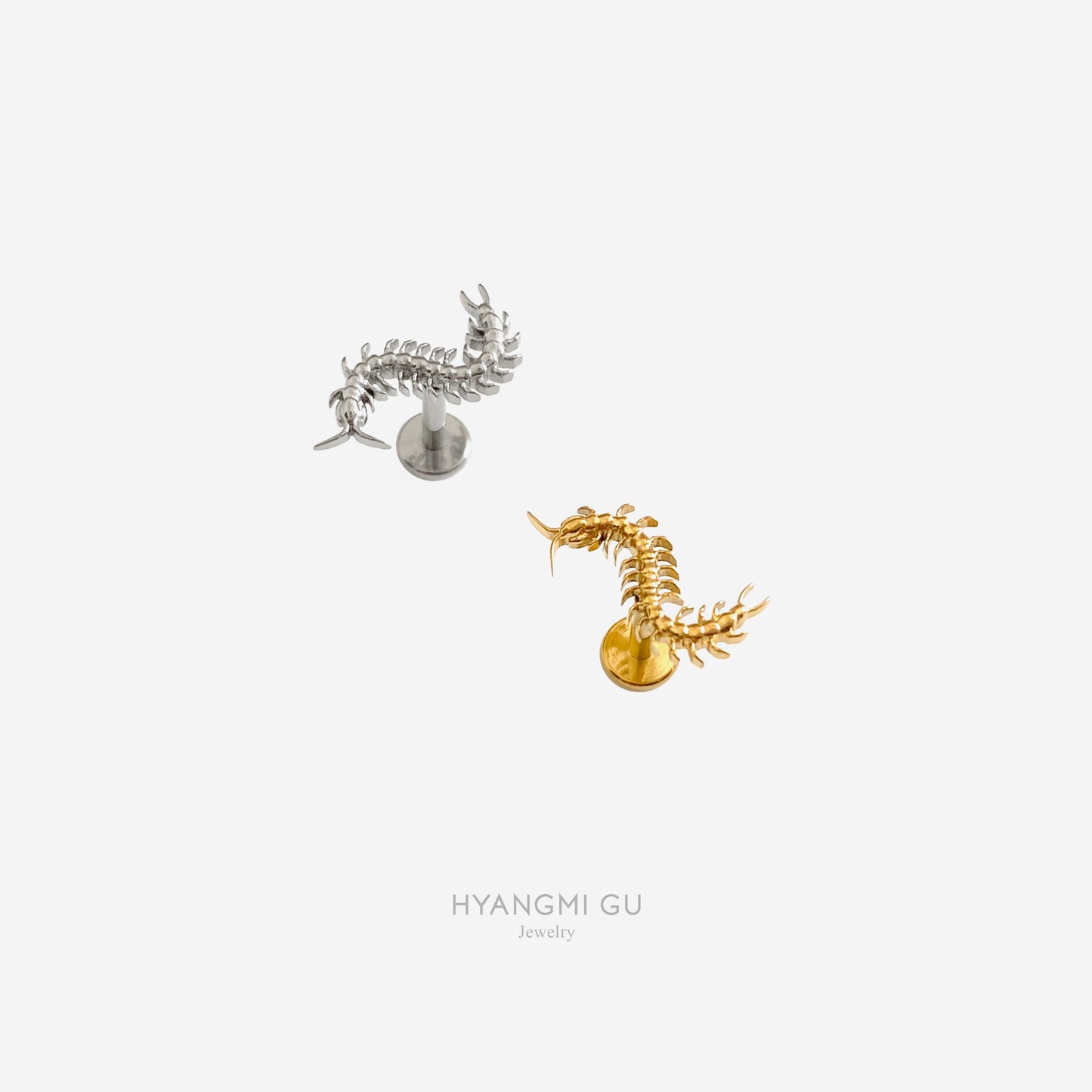 16G Titanium Centipede Flat Back Stud