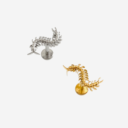 16G Titanium Centipede Flat Back Stud
