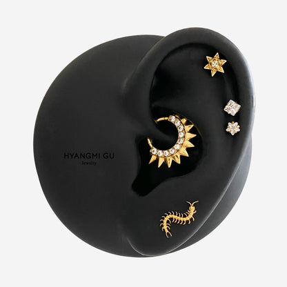 16G Titanium Centipede Flat Back Stud