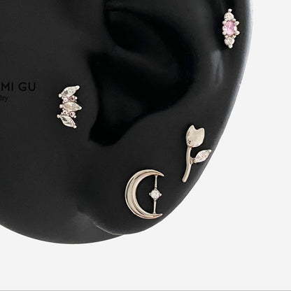 16G Titanium Moon Bridge Flat Back Stud